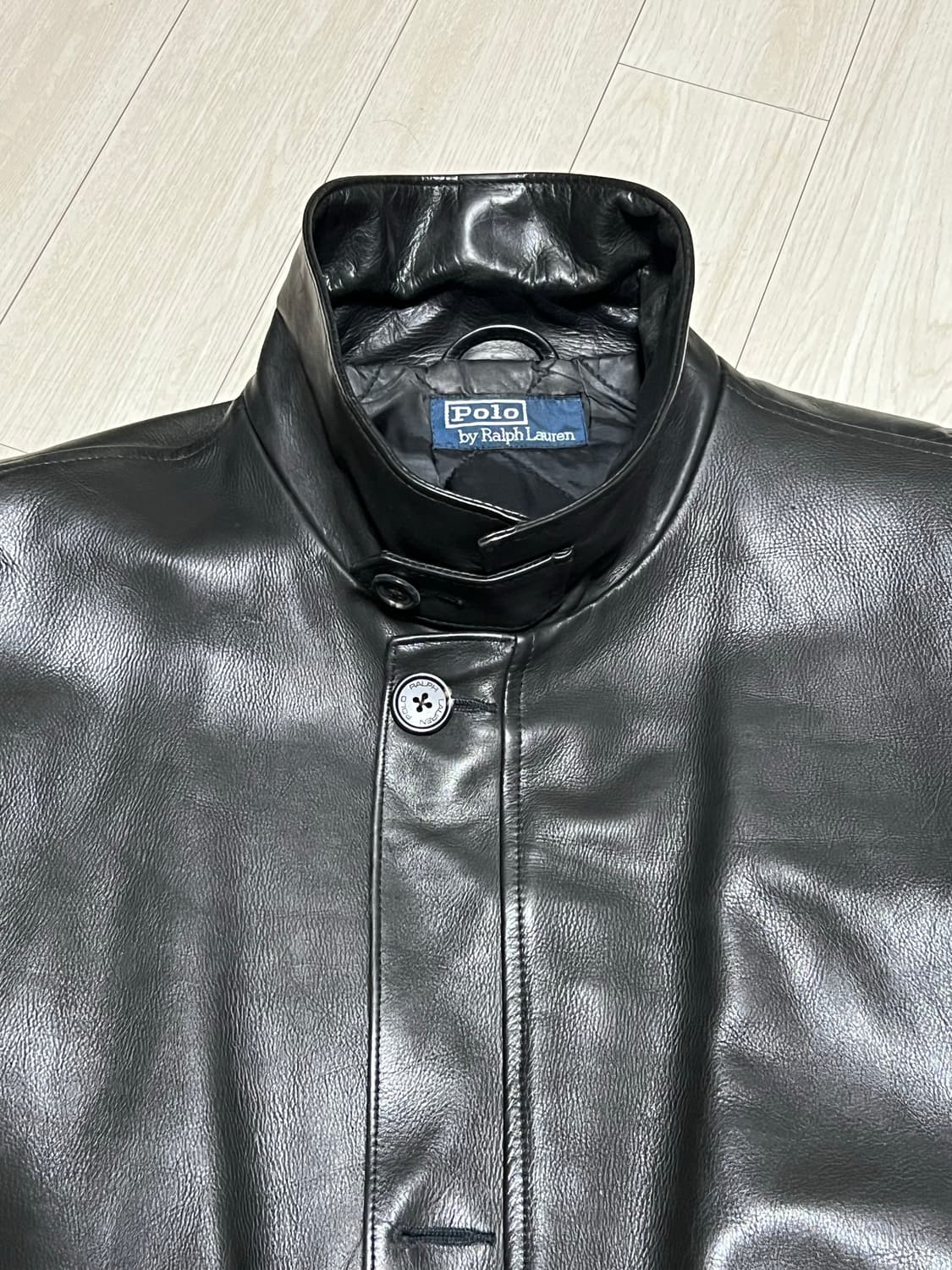 90s 폴로랄프로렌 풀그레인레더 블랙 카코트 100사이즈 상품이미지9