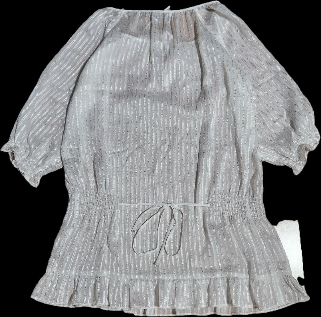 ab.plus 화이트 시스루 프릴 블라우스 미니 원피스 상품이미지2