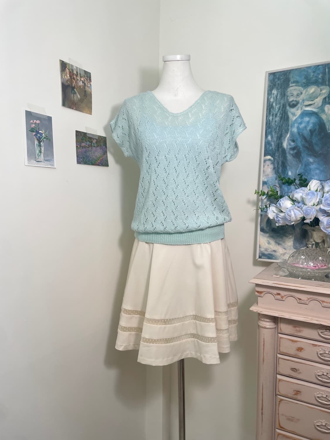 CECIL MCBEE ivory lace trim midi skirt 상품이미지6