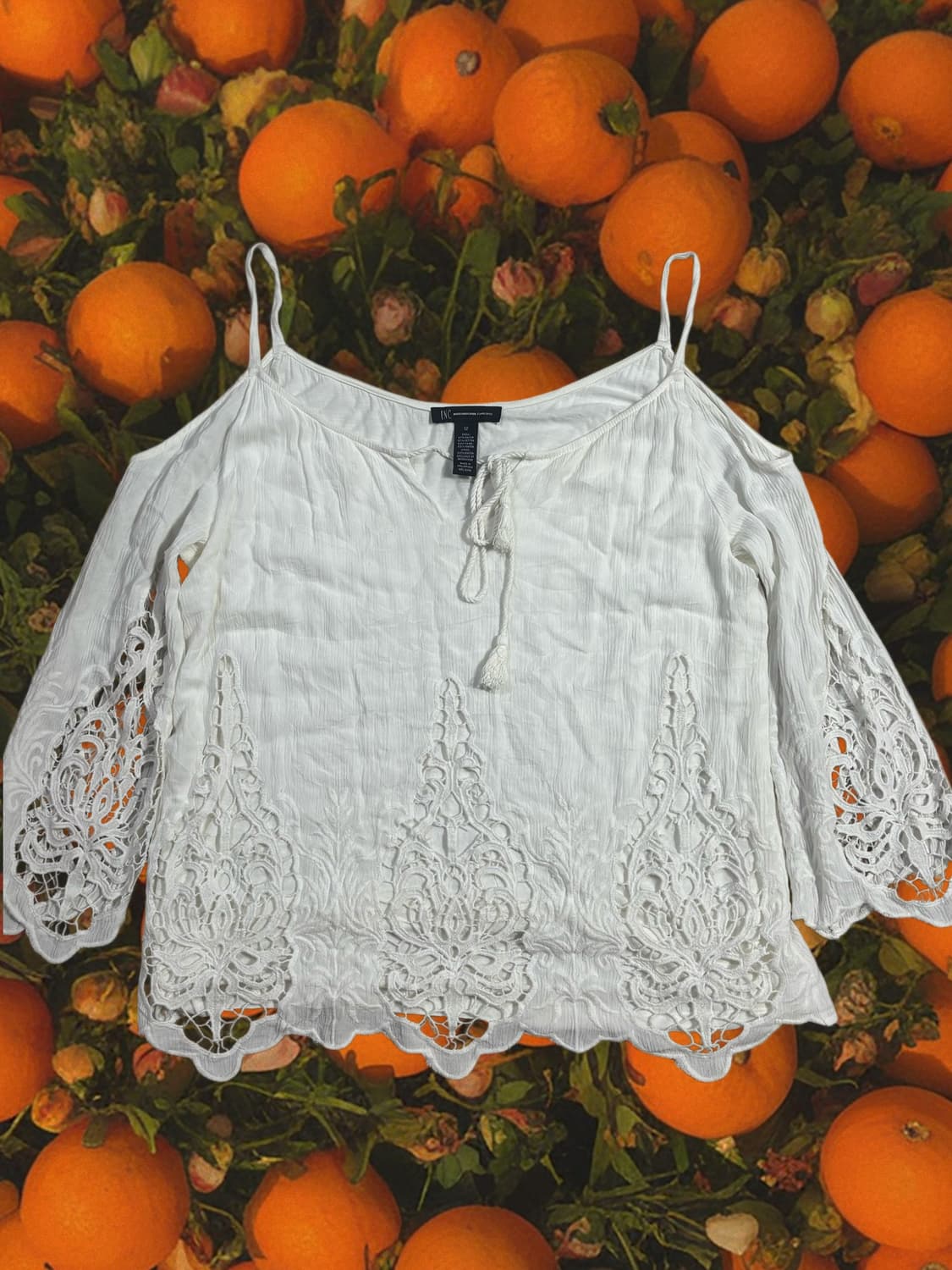 빈티지 INC 화이트 레이스 오프숄더 블라우스 상품이미지1