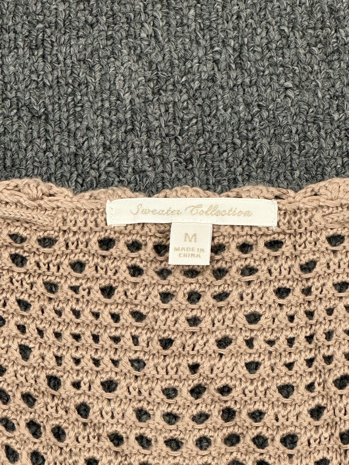 M)Japanese vintage 베이지 크로셰 니트 원피스 상품이미지3