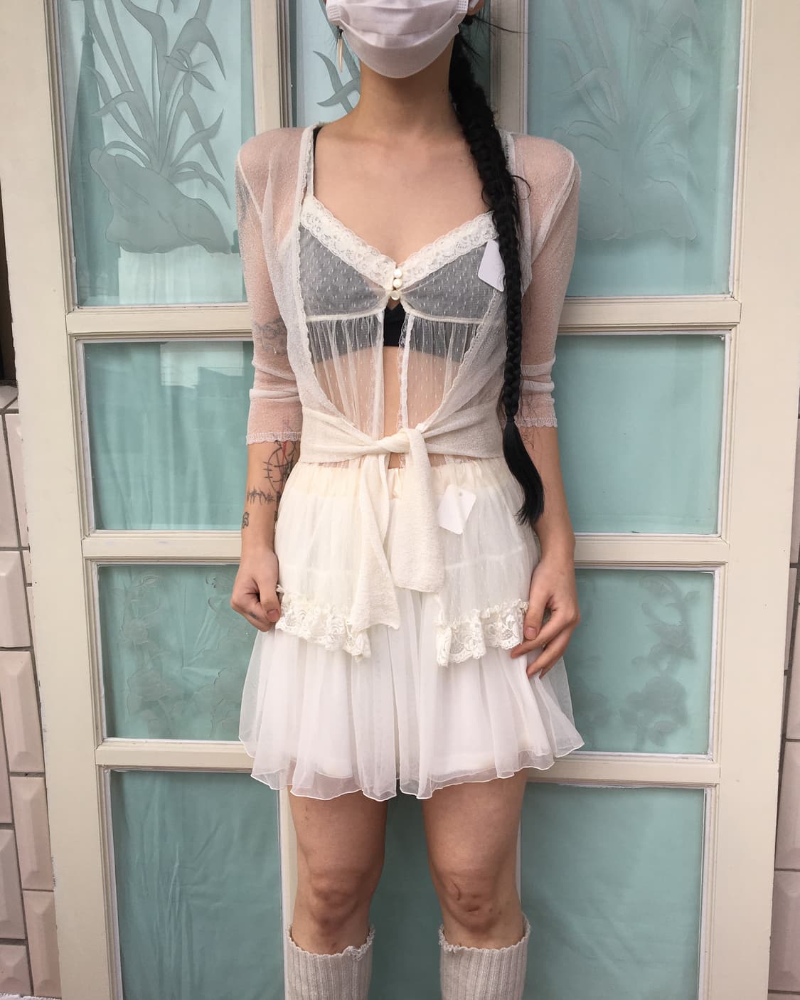 Dot pattern see through sleeveless 상품이미지7