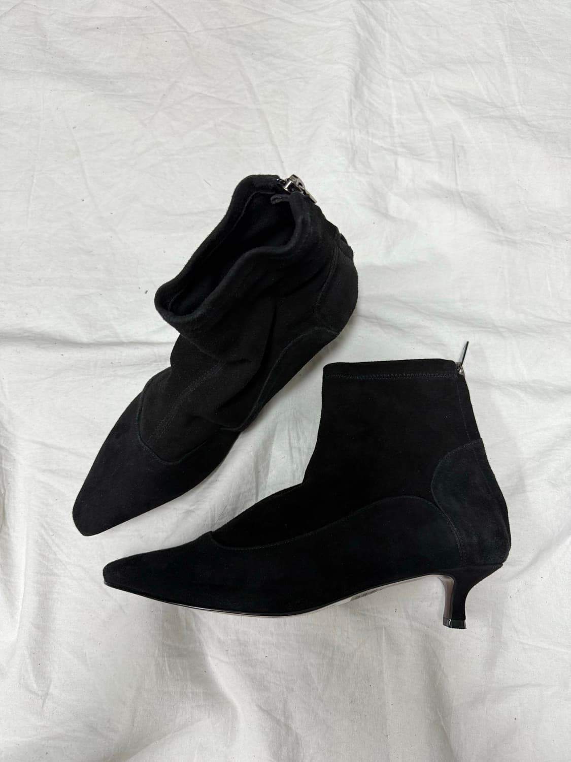 new* lanvin 랑방 스웨이드 백지퍼 나이프힐 앵클부츠 상품이미지1
