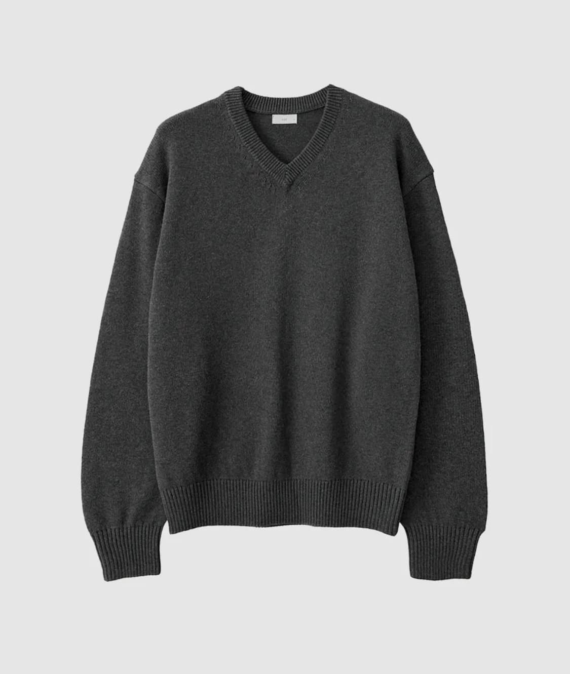 (XL) 애습 코튼 브이넥 니트 멜란지 차콜 상품이미지1