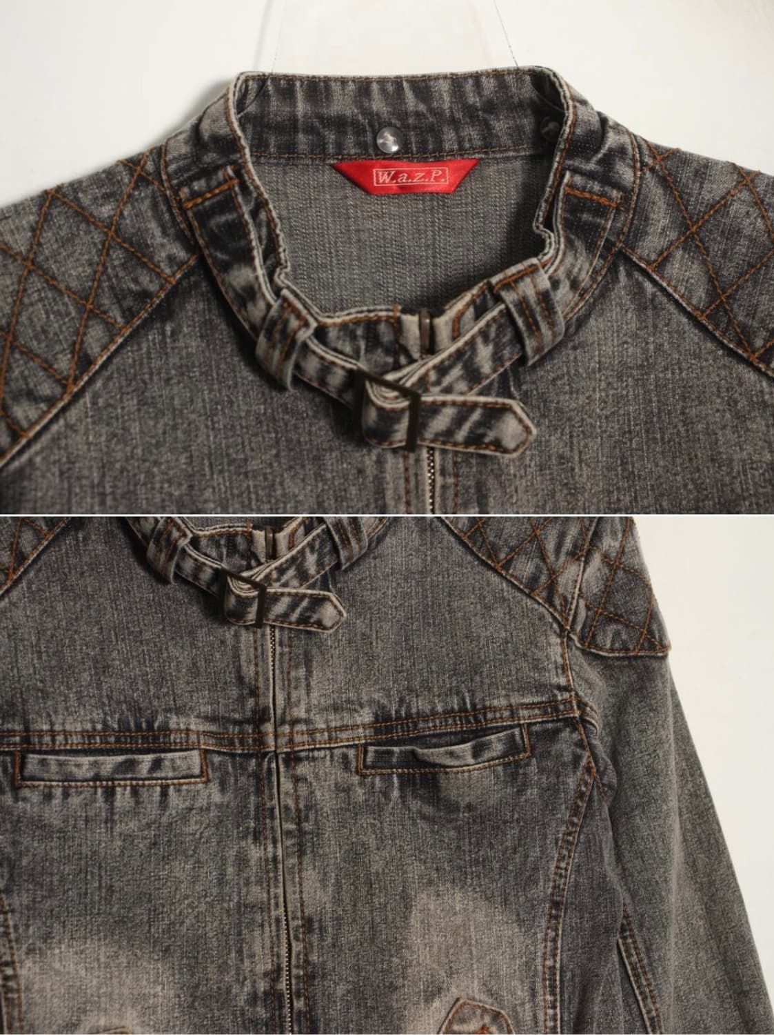 W.A.Z.P grunge  denim bike jacket 상품이미지3