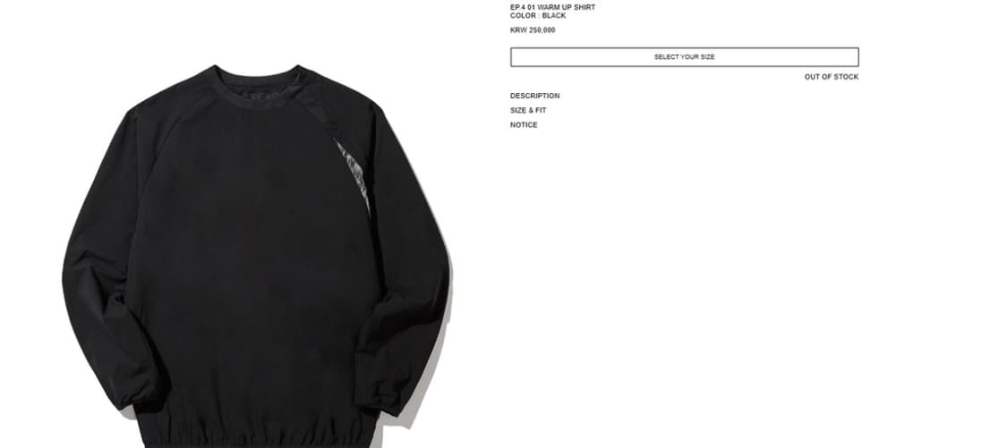 엑슬림 xlim EP.4 01 WARM UP SHIRT 2사이즈 상품이미지1