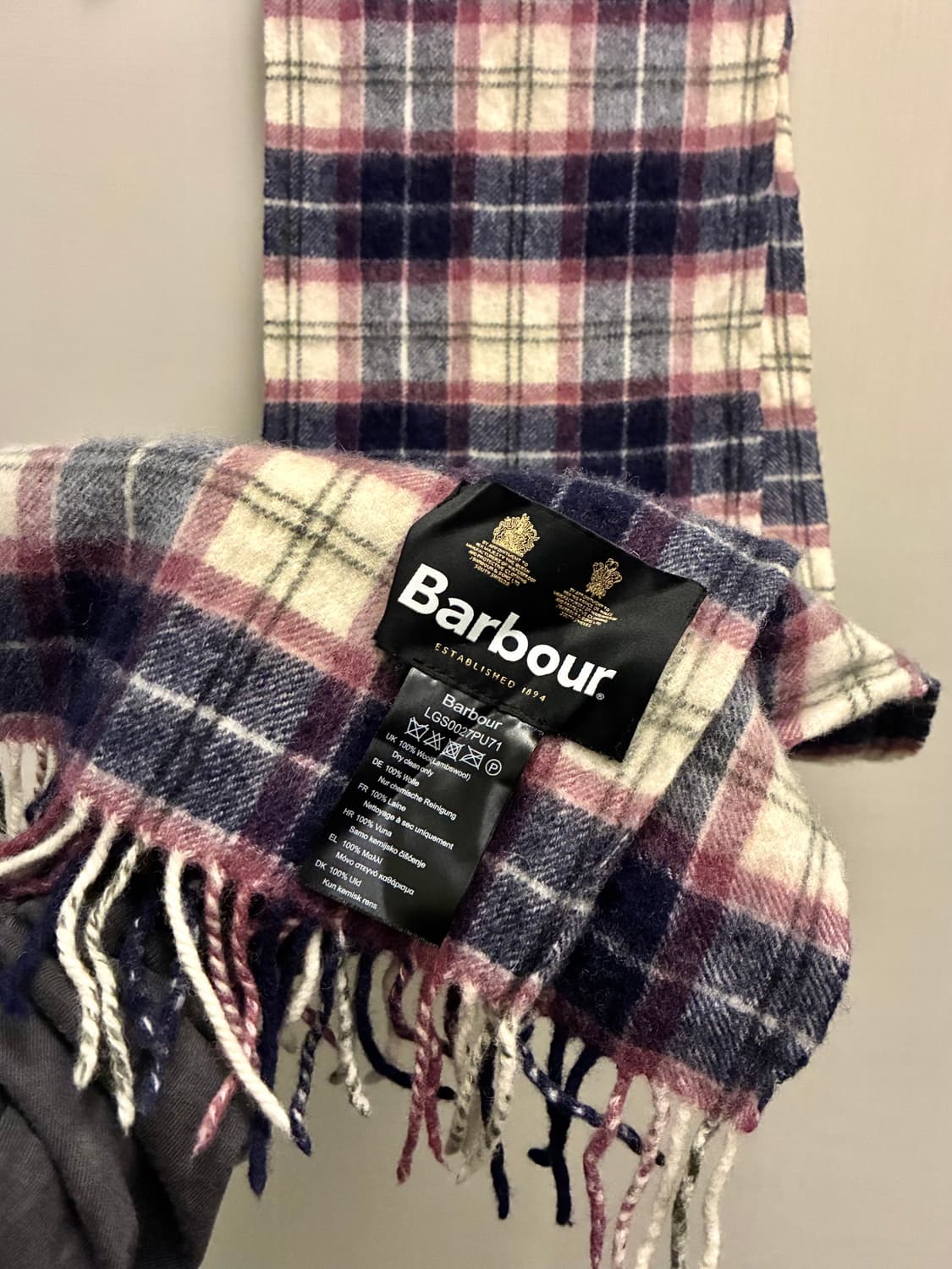 Barbour 바버 램스울 스트라이프 타탄체크 숏머플러 목도리 상품이미지2