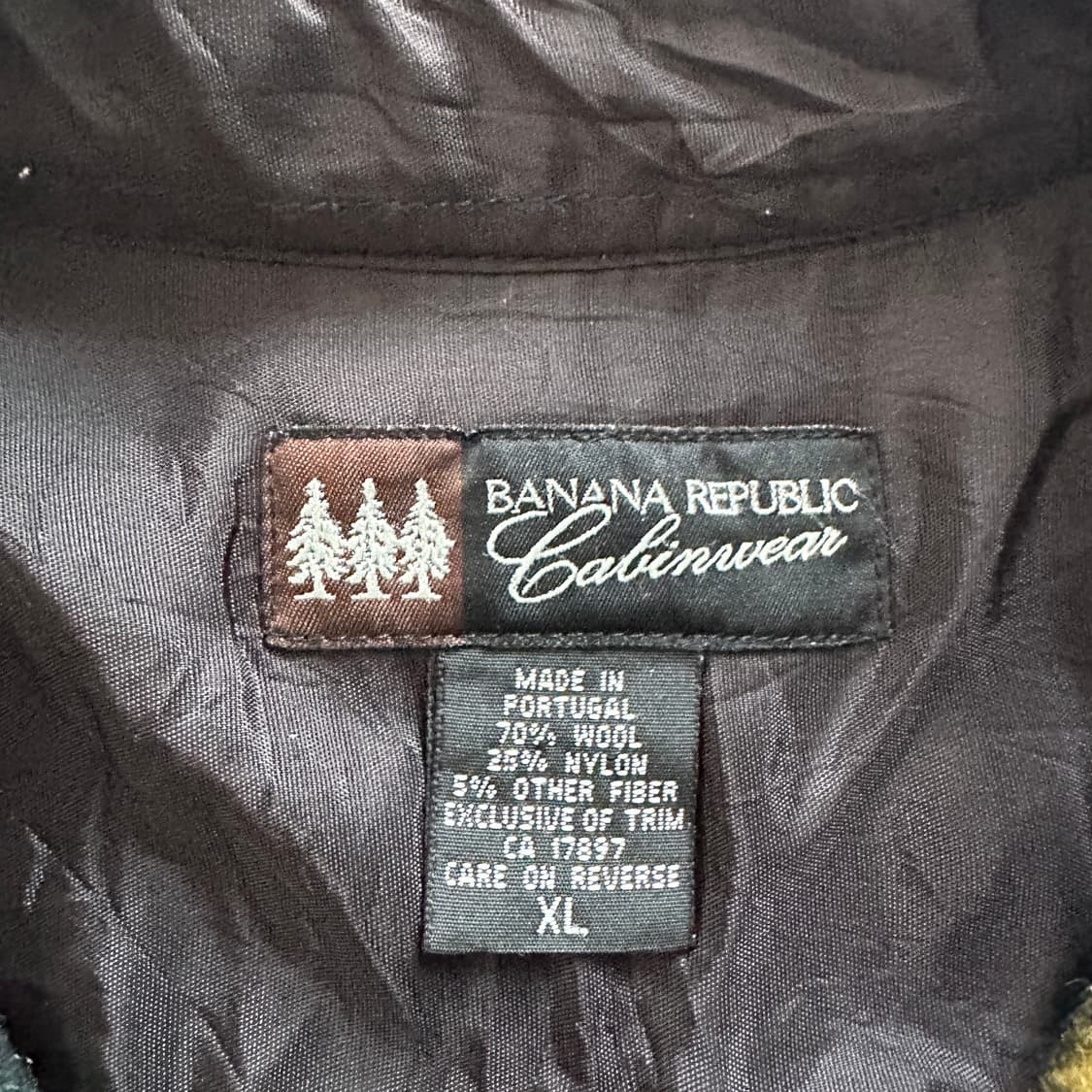 90s 바나나리퍼블릭 Cabinwear 울 블랙와치 체크 셔츠 상품이미지5