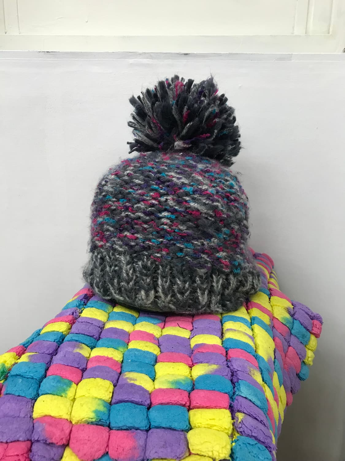 빈티지 멀티컬러 니트 방울모자  상품이미지2