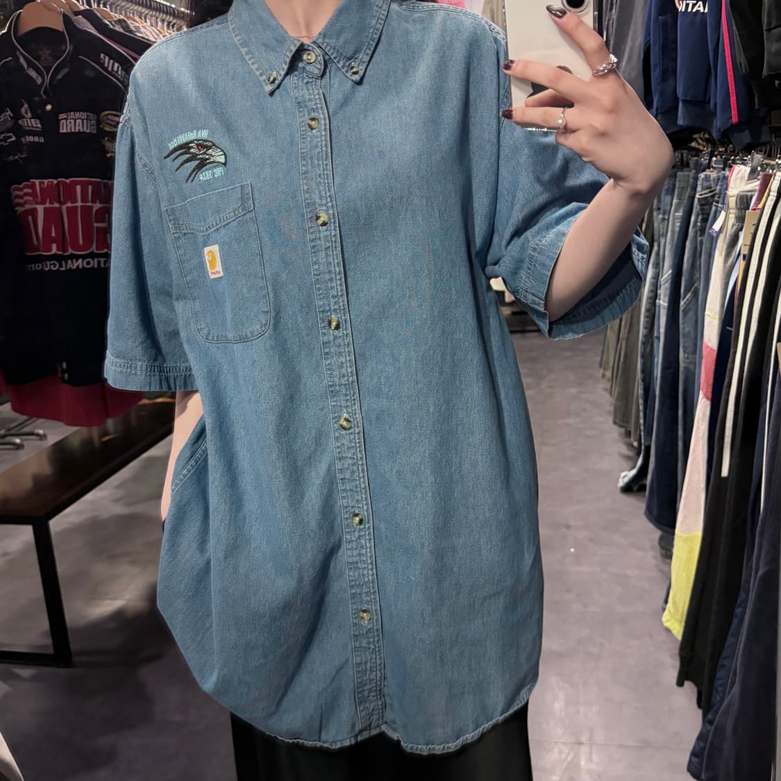  [IM] Carhartt 칼하트 데님 반팔 셔츠 중청 상품이미지4
