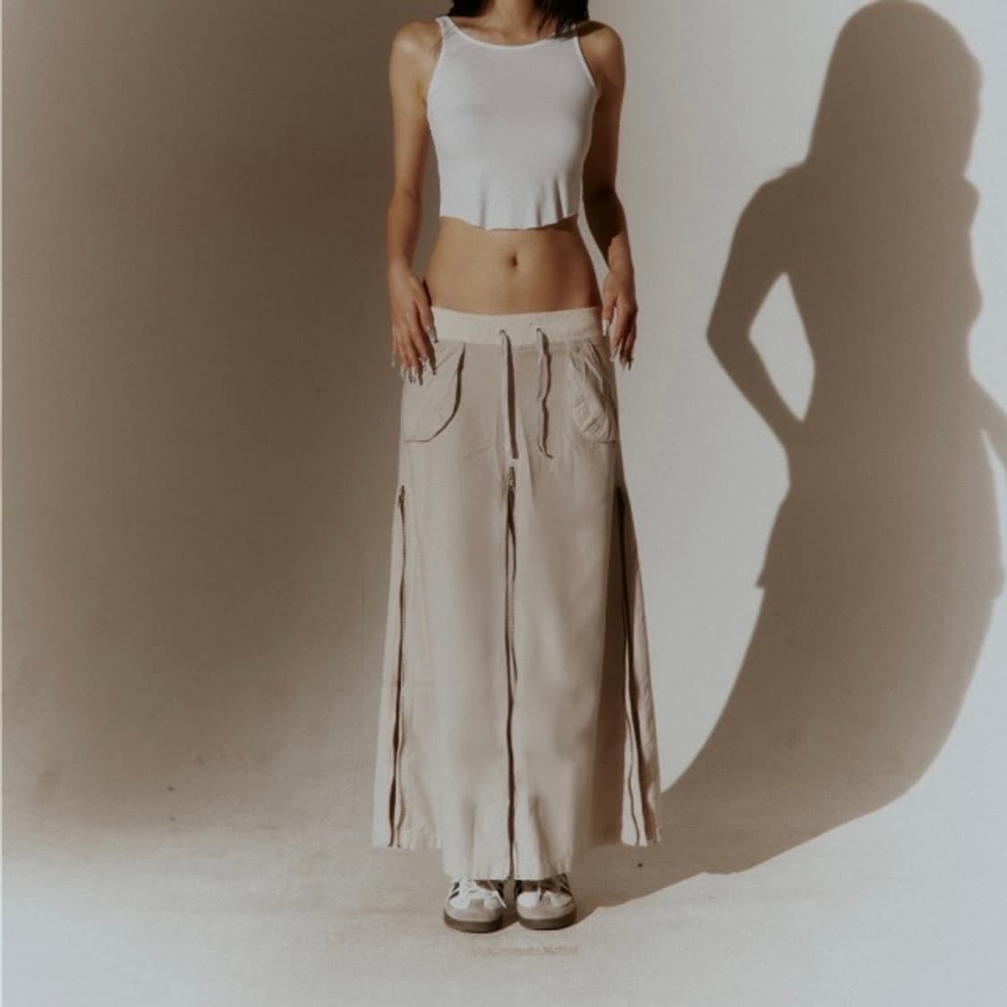 deepinblue 딥인블루 지퍼 워시드 스커트 아이보리 상품이미지5