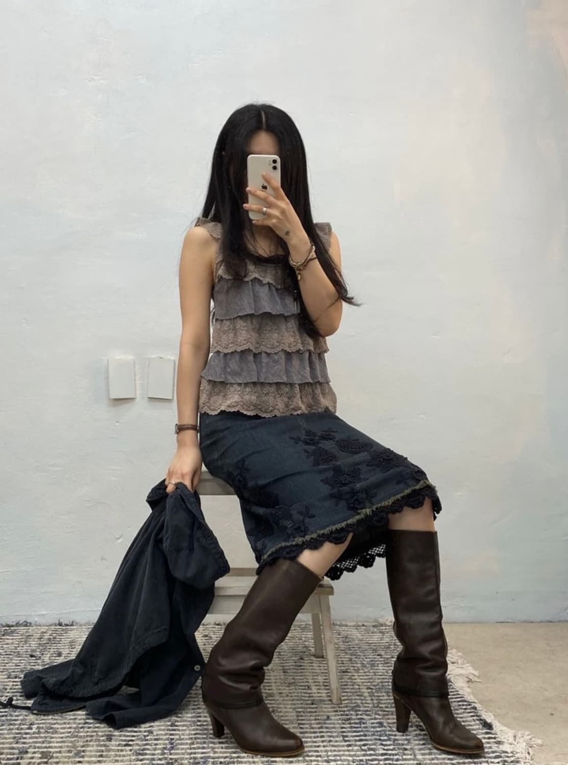 [1672]Scapa ethnic denim skirt 상품이미지2