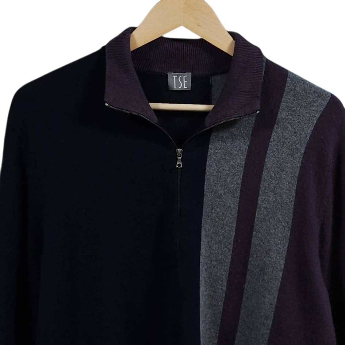 100)TSE 캐시미어100% 반집업 니트 상품이미지2