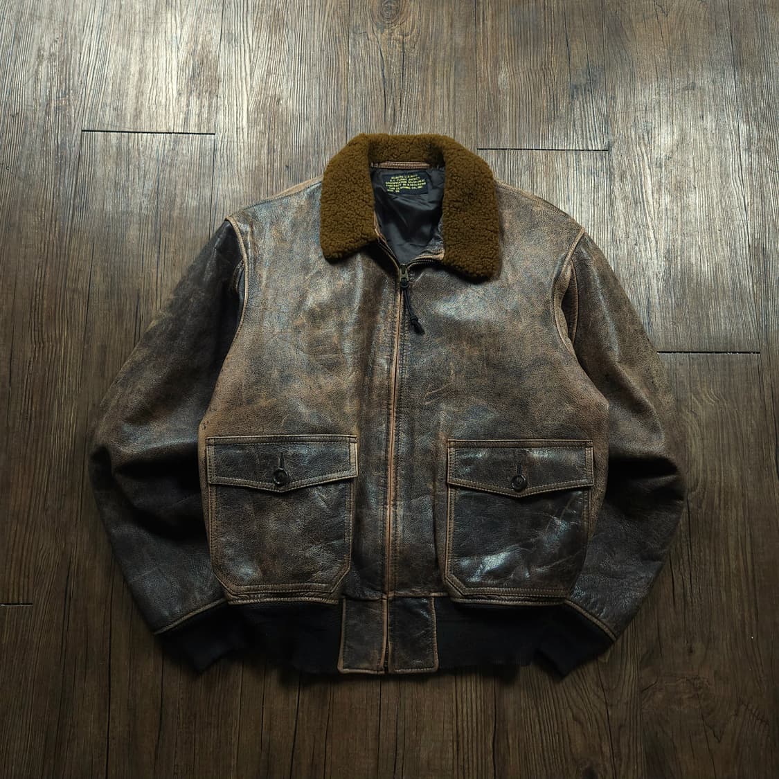 USA Navy 오리지날 램스킨 G-1 플라이트 레더 자켓 상품이미지1