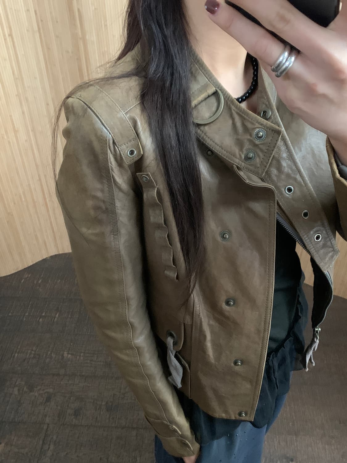 (빈티지) 브라운 램스킨 레더 자켓 상품이미지3