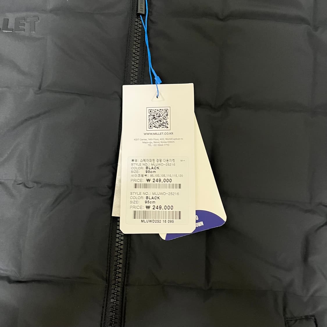밀레 남성 경량 숏패딩 블랙 95 새상품 상품이미지2