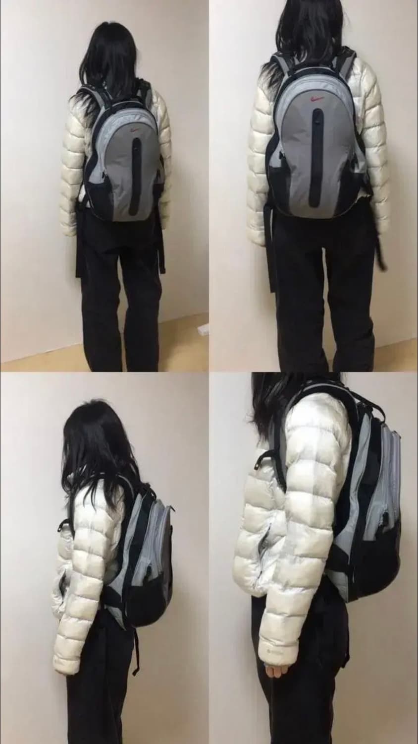 [직수입] 빈티지 RARE 나이키 백팩 그레이 블랙 착샷 상품이미지4