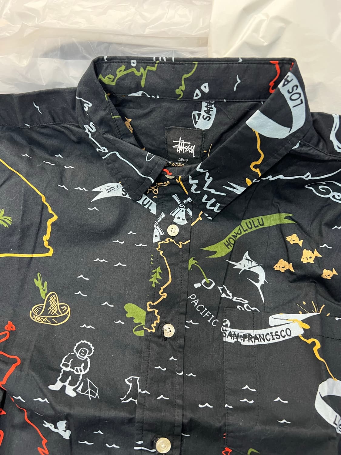 스투시 월드시티 맵프린트 셔츠 L 상품이미지2