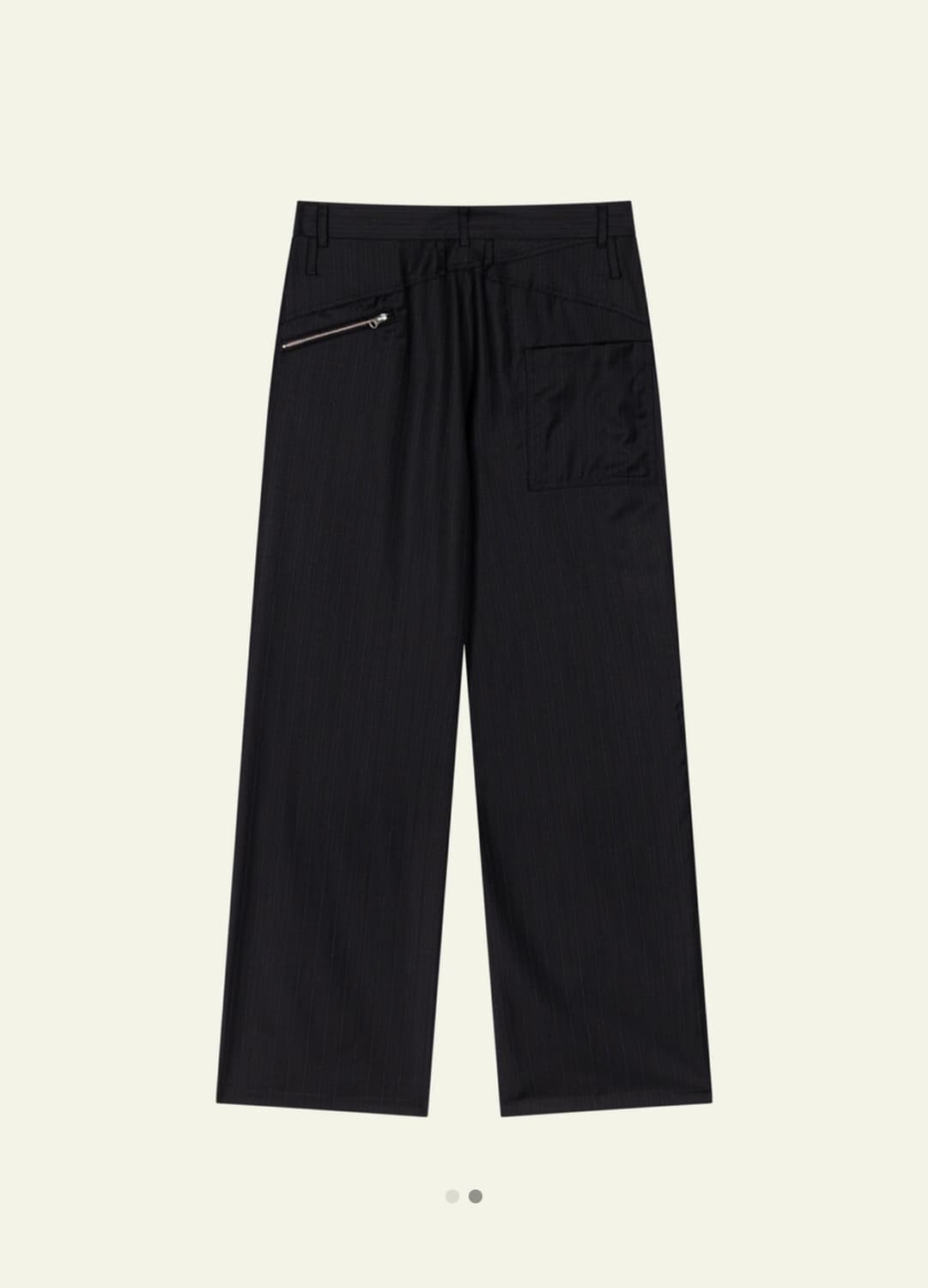 (1) 웨이비니스 피슈어 스트라이프 레이어드 슬랙스 블랙 상품이미지2