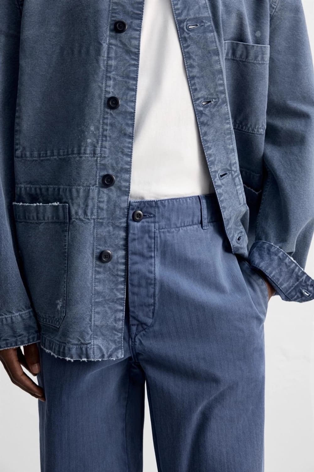 자라 오리진스 디스트레스드 카고 진 블루 상품이미지3