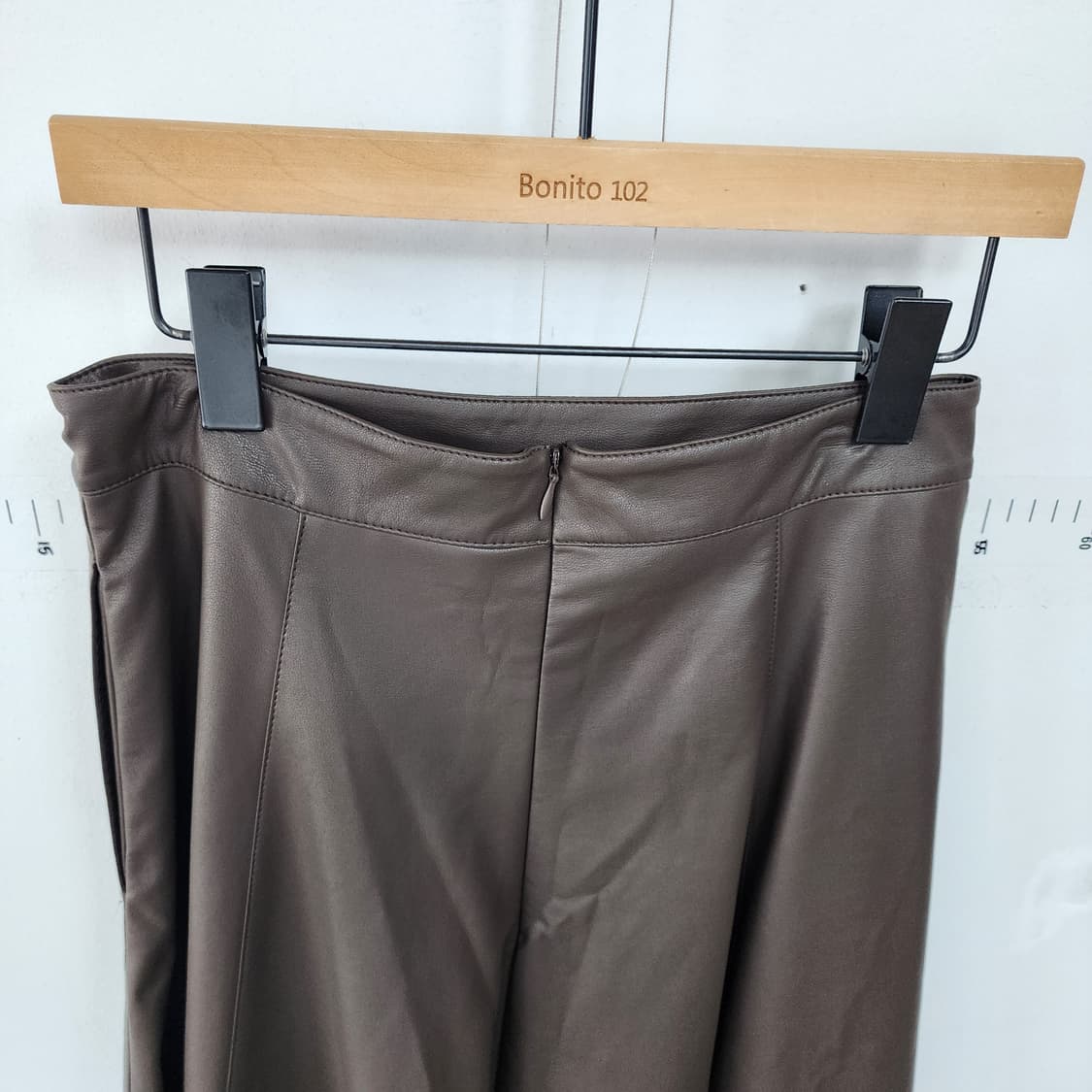 브라운 레더 롱 스커트 상품이미지5