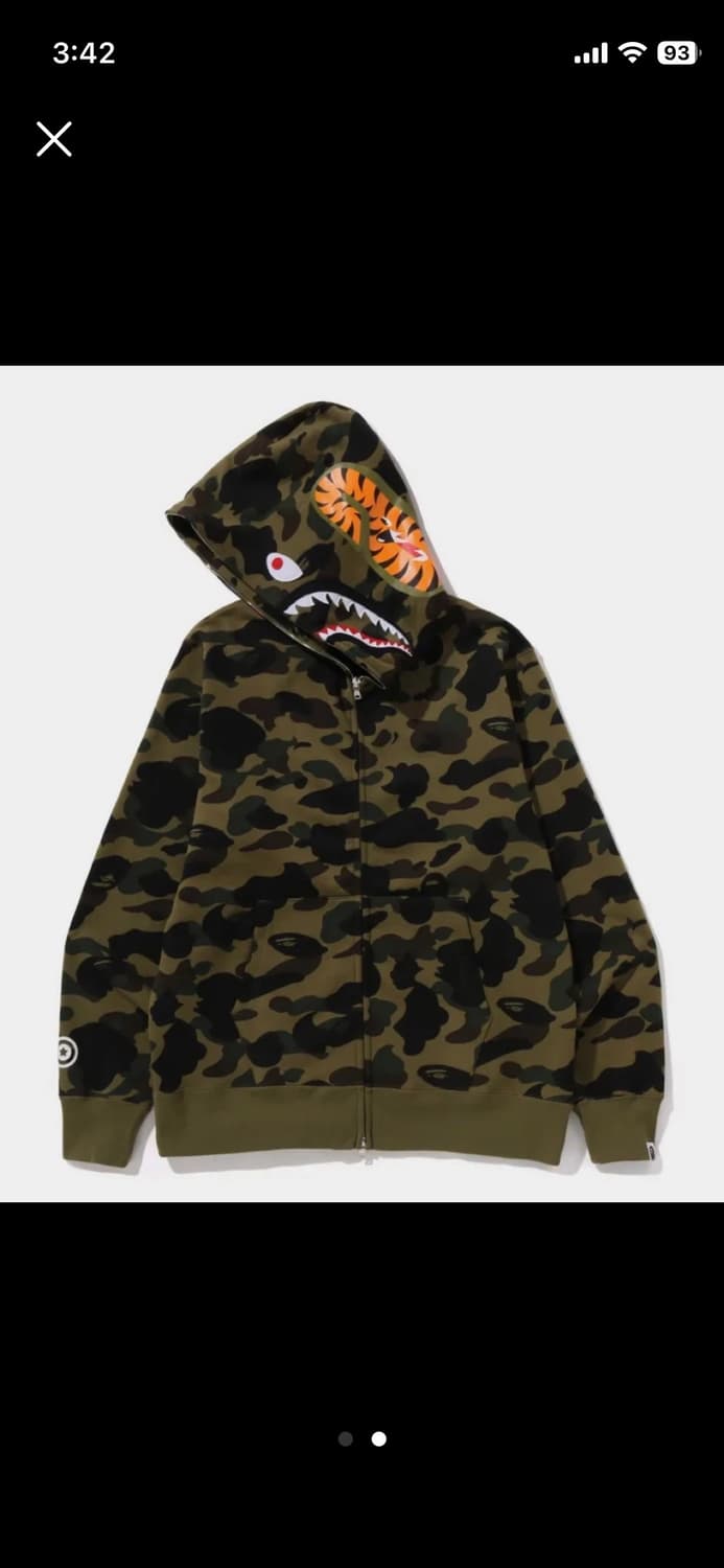 새거)25fw 베이프 퍼스트 카모 녹계샤크 후드집업 L bape 산산기어 상품이미지2