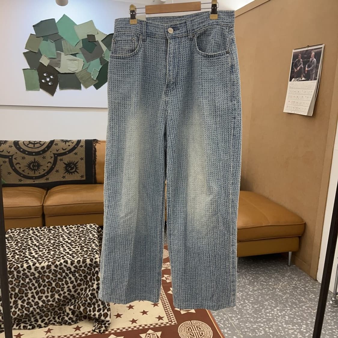 노이어 데미지 트위드스타일 워싱 데님팬츠 48 C08793 상품이미지3