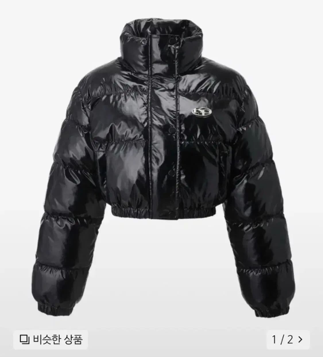 카키포인트 메탈 심볼 글로시 패딩 블랙 상품이미지1