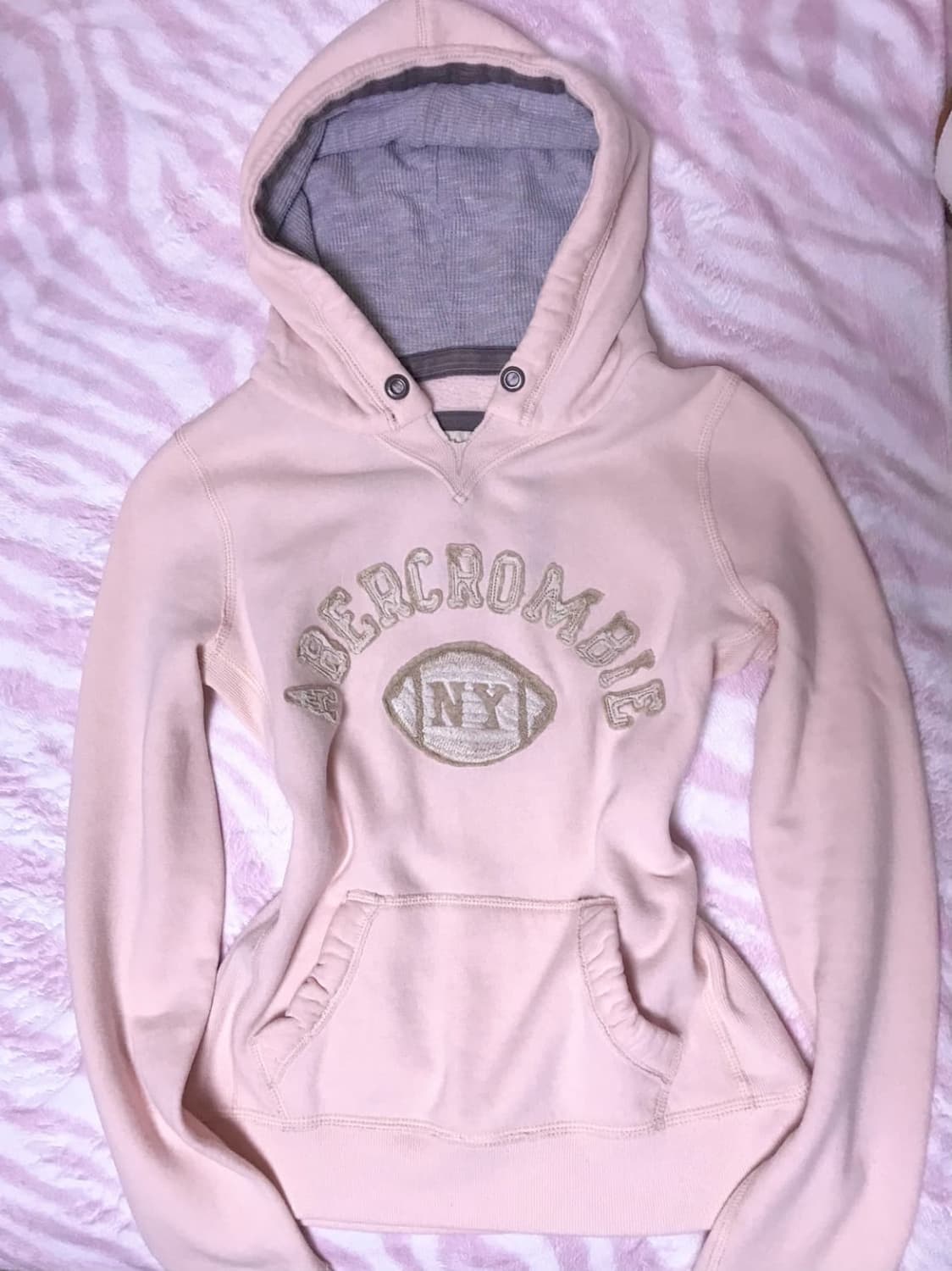 아베크롬비 딱붙핏 딸기우유 베이비핑크 럭비 후드티 상품이미지3