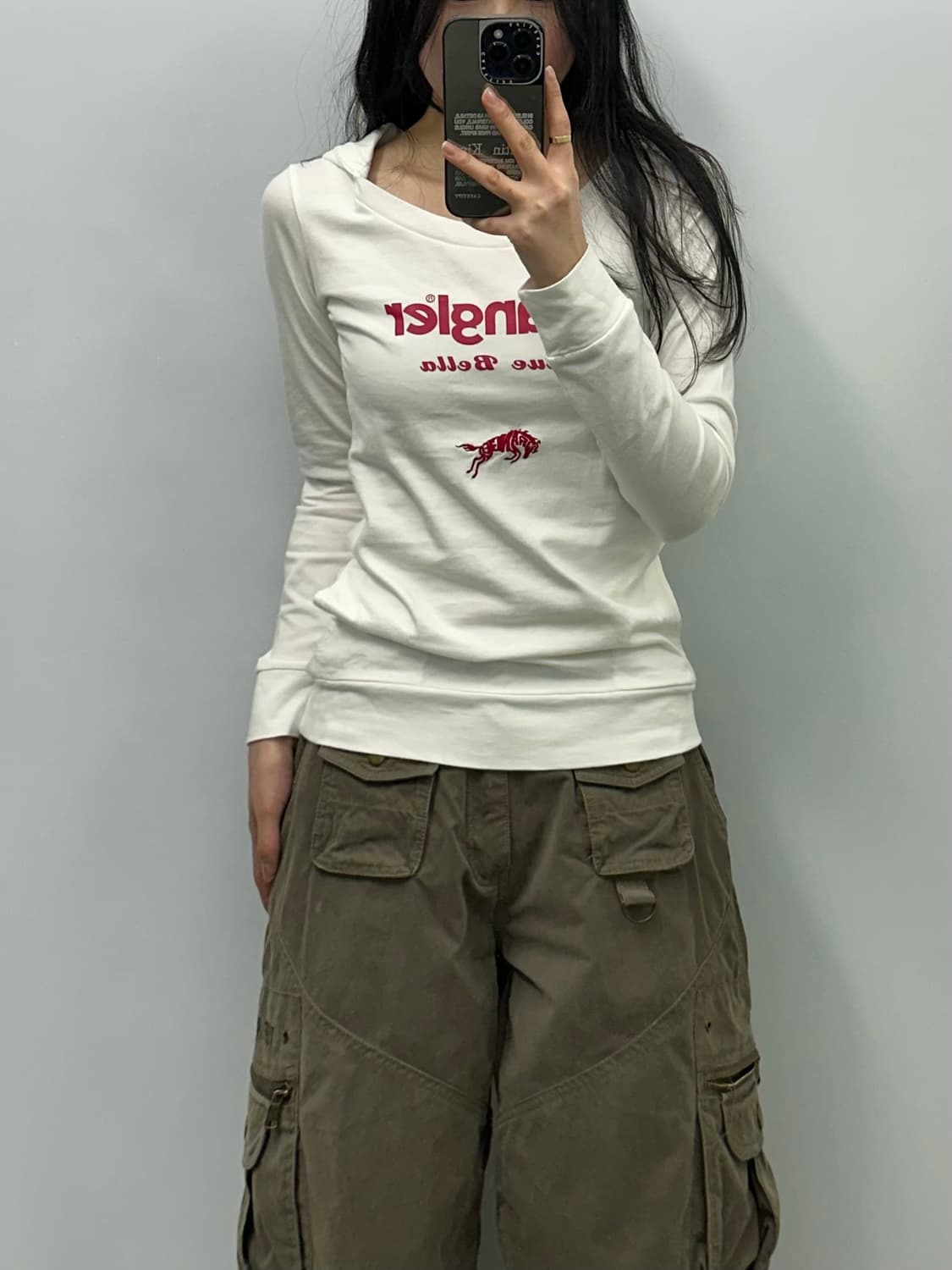 랭글러 화이트 슬리브 후드티 상품이미지1