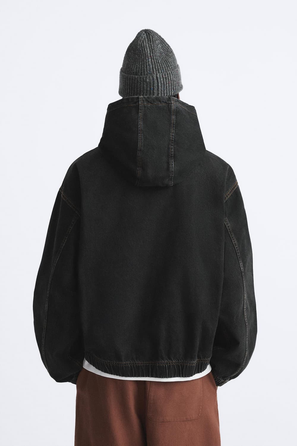 자라 데님 후드 스웻셔츠 맨투맨 워싱 블랙 후디 L 상품이미지2