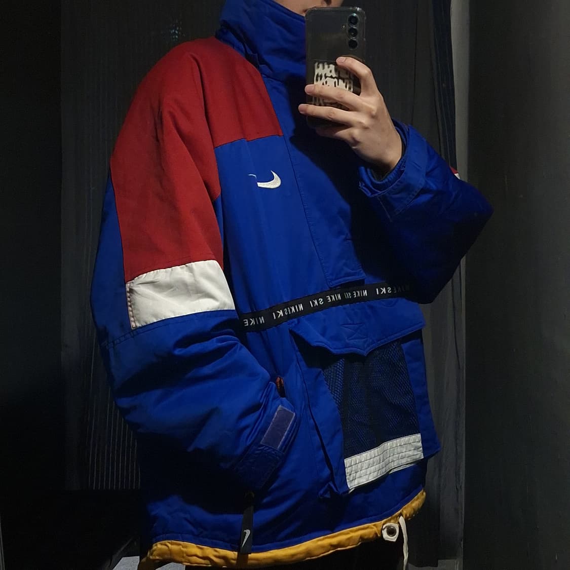 나이키 90s 블루 레드 멀티컬러 스우시 스펠아웃 메쉬포켓 스키 아노락 상품이미지2