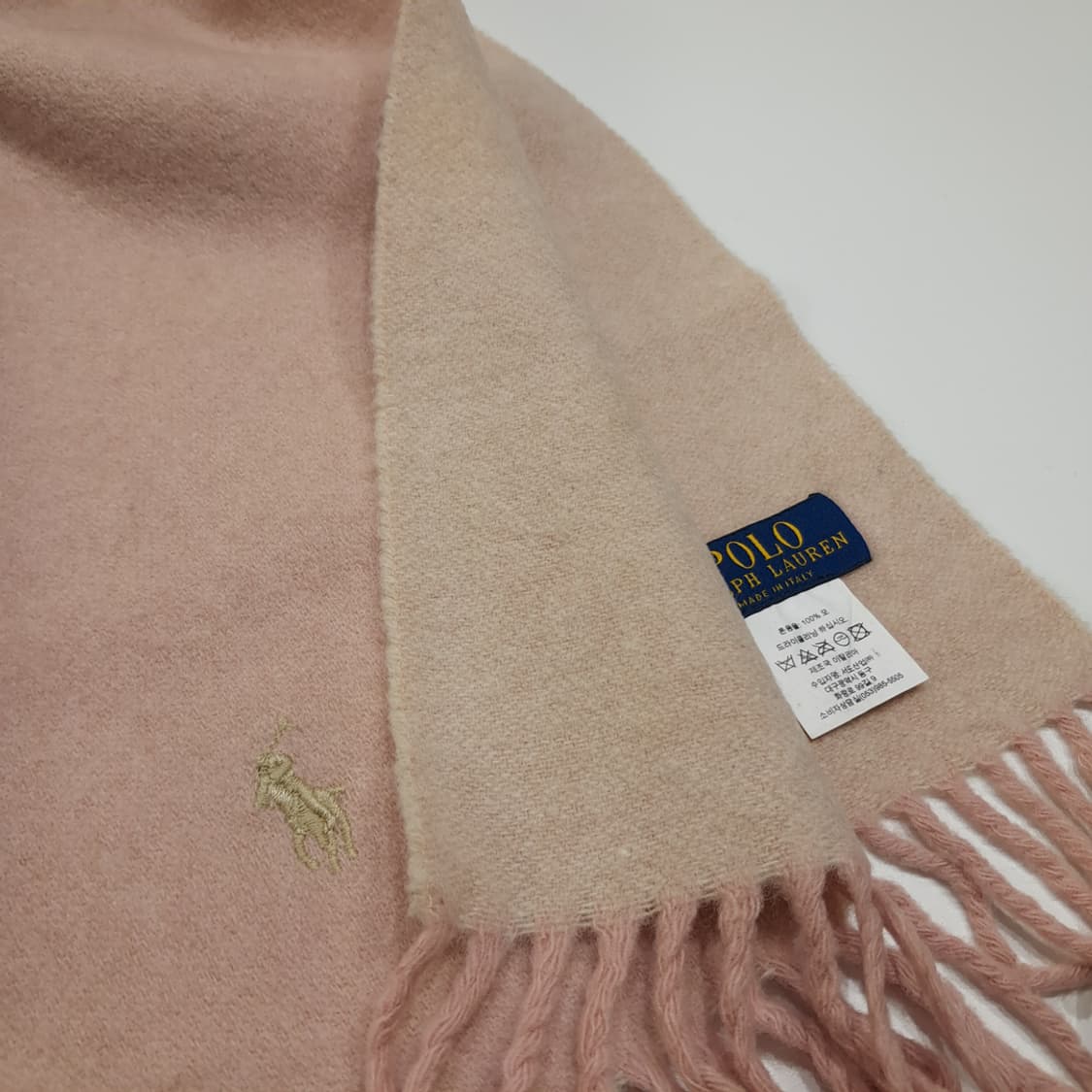 MX653 폴로 00s 이태리판 울 포니자수 라이트핑크 머플러 목도리 상품이미지3