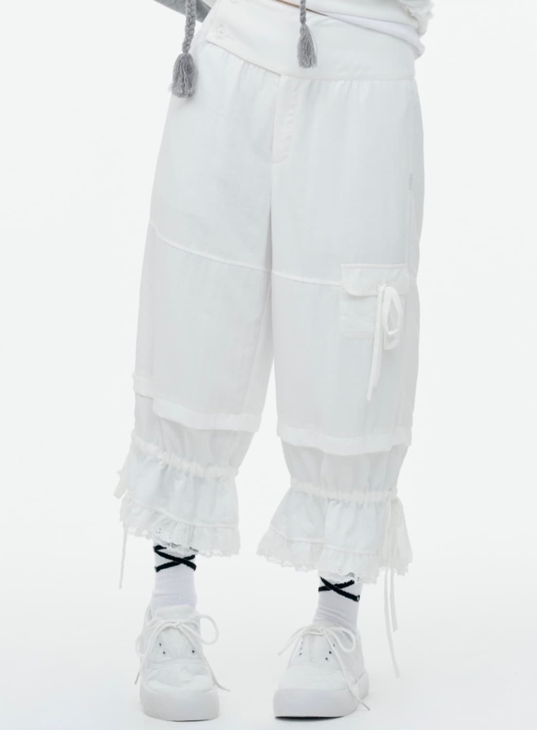 뚜오미오 RIBBON MIDI PANTS 1사이즈 리본 미디 팬츠 7부 상품이미지1