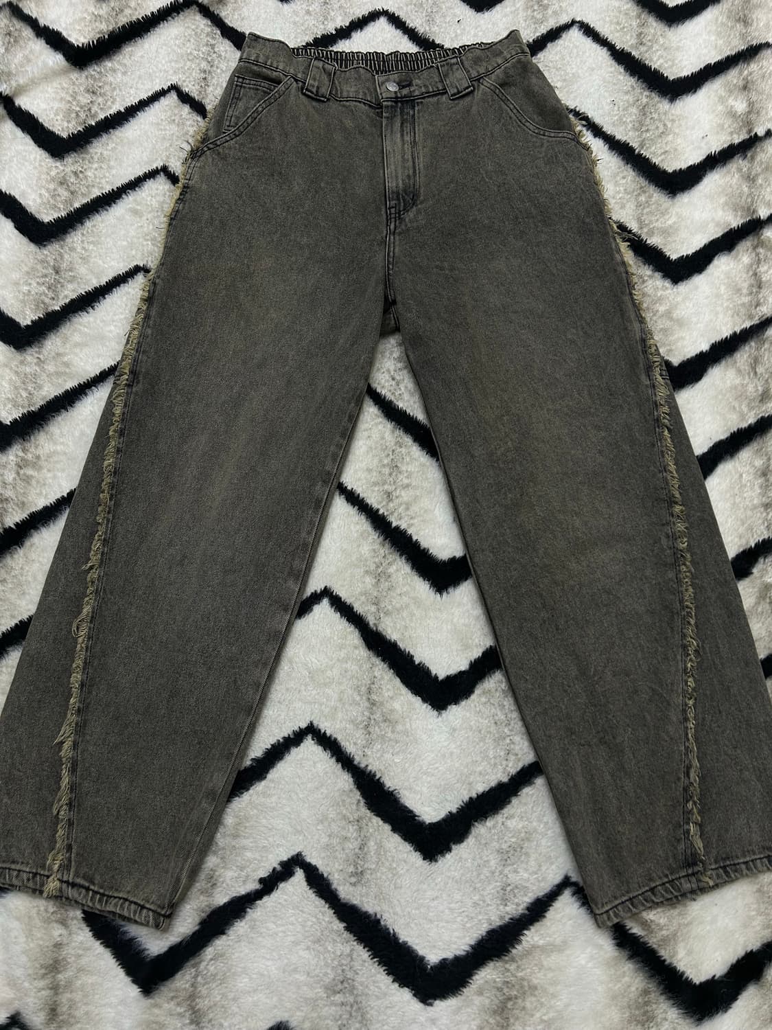 [M]엑스톤즈 와이드 워싱 밴딩데님 팬츠/빈티지그레이 상품이미지3