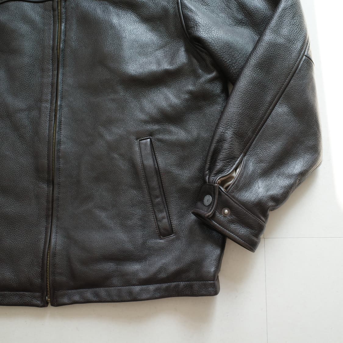 90s 페리엘리스 퀼팅안감 가죽 블루종 PERRY ELLIS  상품이미지3