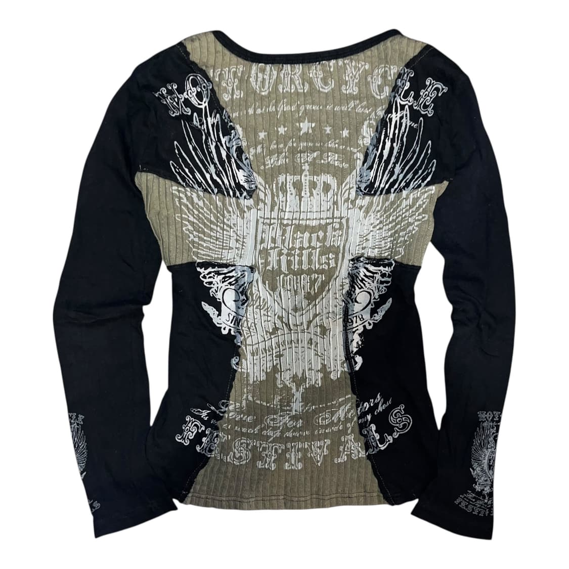 Durer 십자 골지 프린팅 긴팔티 펑크y2k갸루 상품이미지1