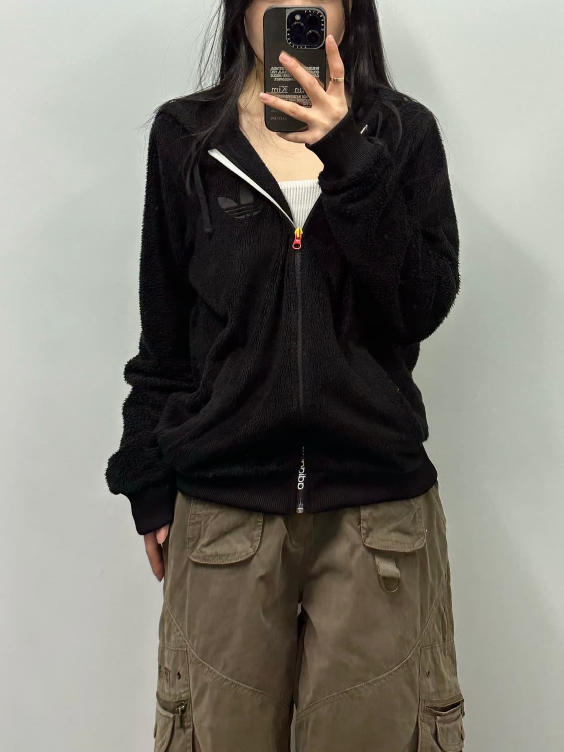 아디다스 카모 파이어버드 블랙 쉐르파 후드집업 상품이미지1