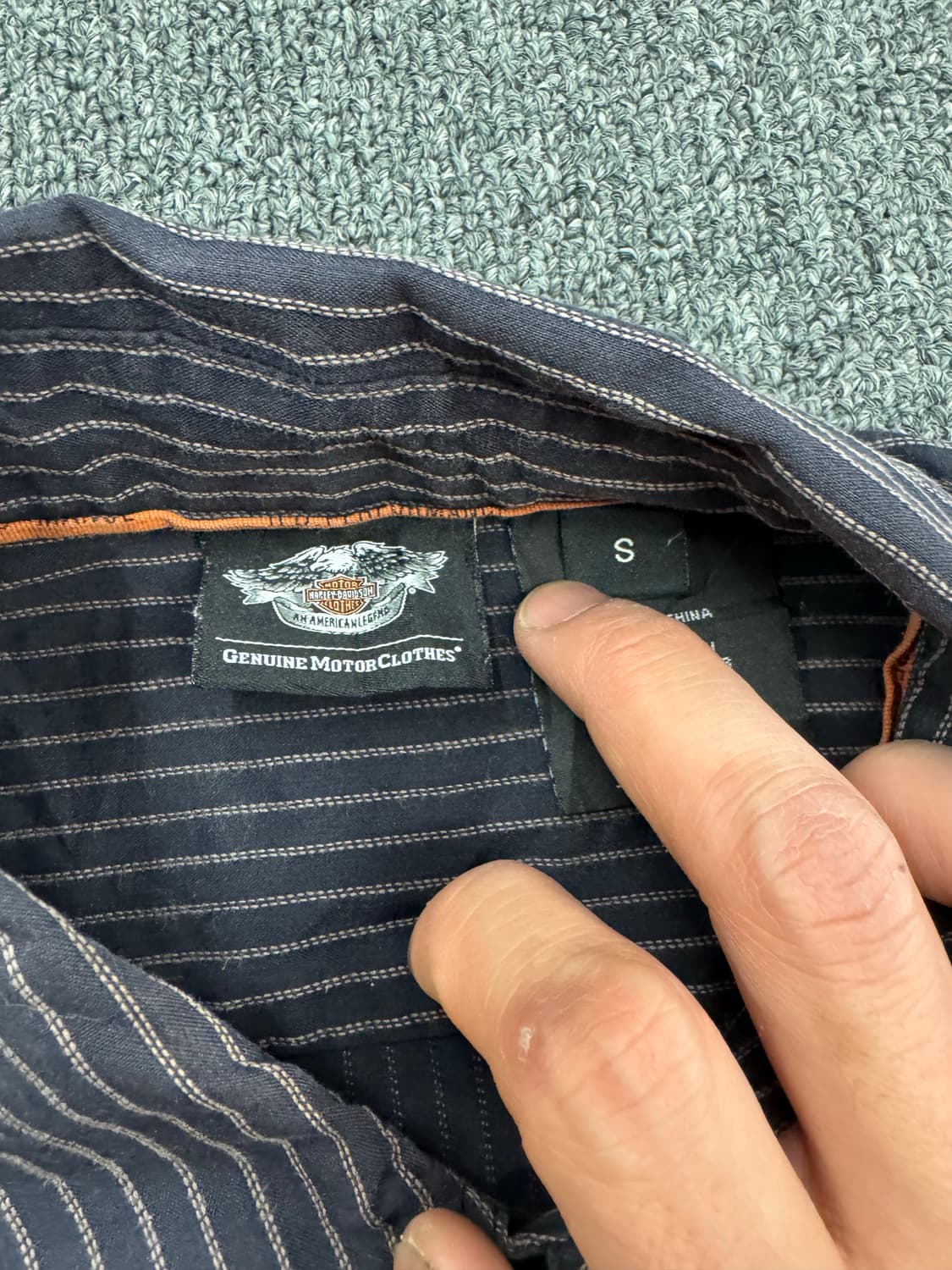 S)할리데이비슨 빈티지 후면 자수 스트라이프 반팔 셔츠(오염) 상품이미지5