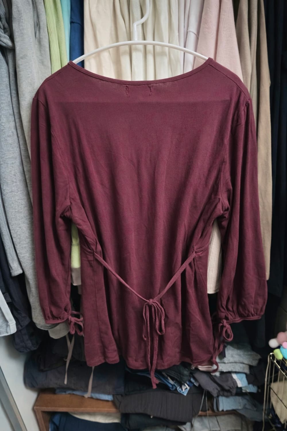 빈티지 와인 브이넥 상의 상품이미지2