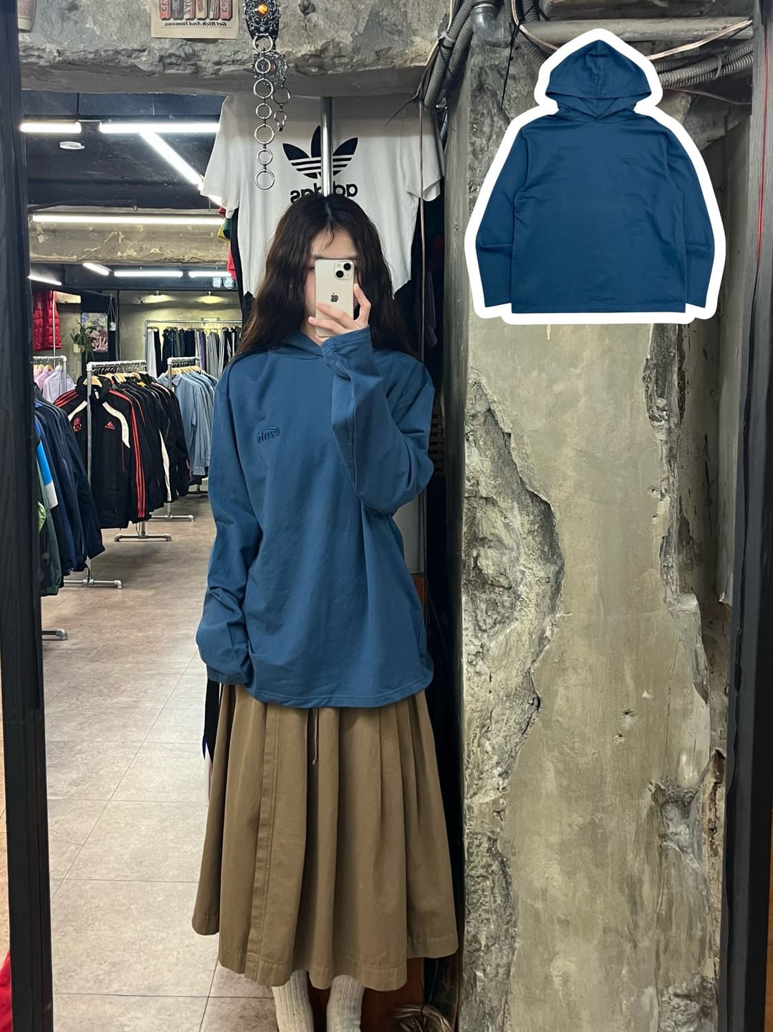 이미스 후드 긴팔티 블루 L #csz2445 상품이미지1