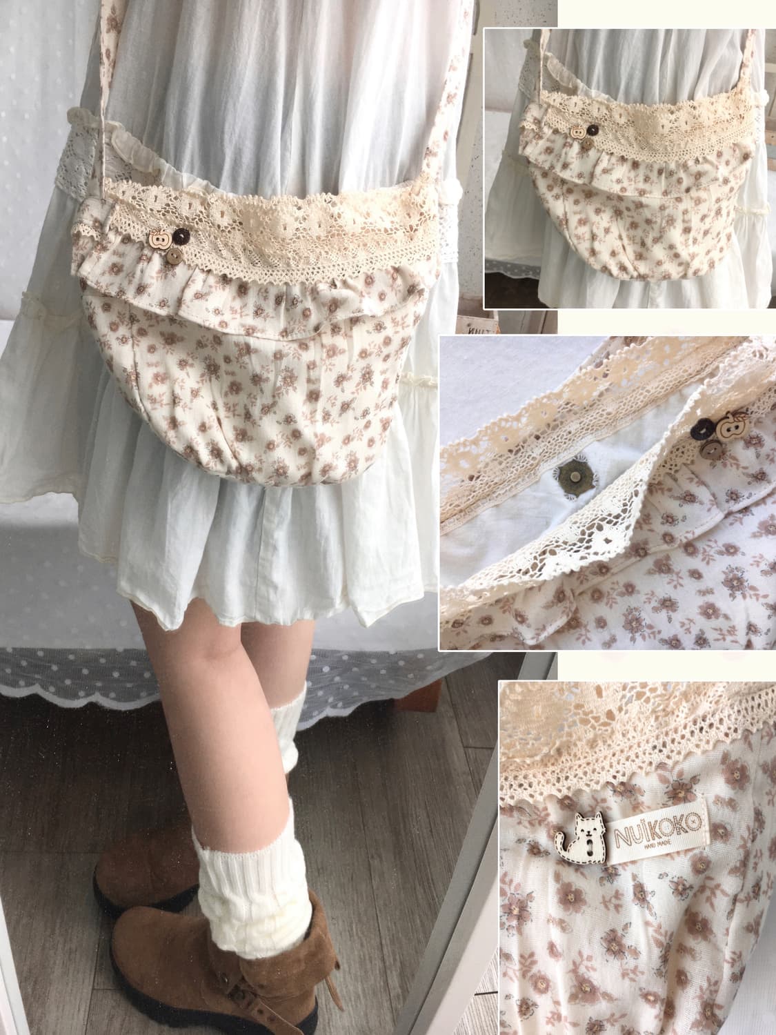 [HAND MADE] 핸드메이드 잔꽃패턴 크로스백 모리걸 상품이미지1