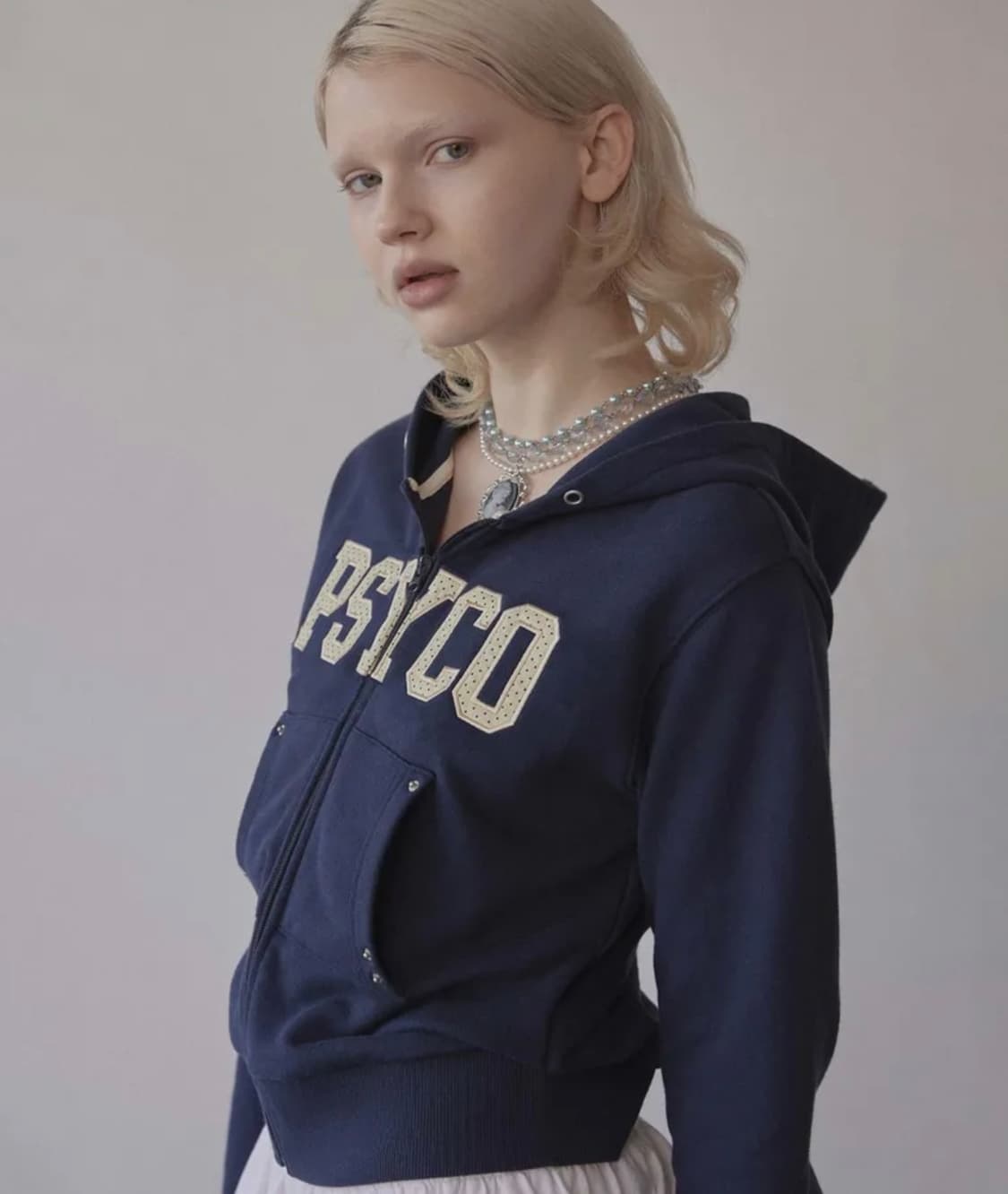 Cottage Zip-Up Hoodie Navy s psyco 후드집업 상품이미지2