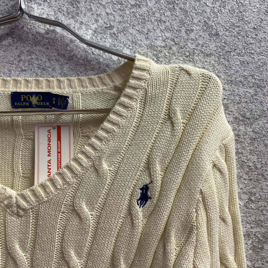 폴로 신형 화이트 코튼 브이넥 니트 B3481 상품이미지3