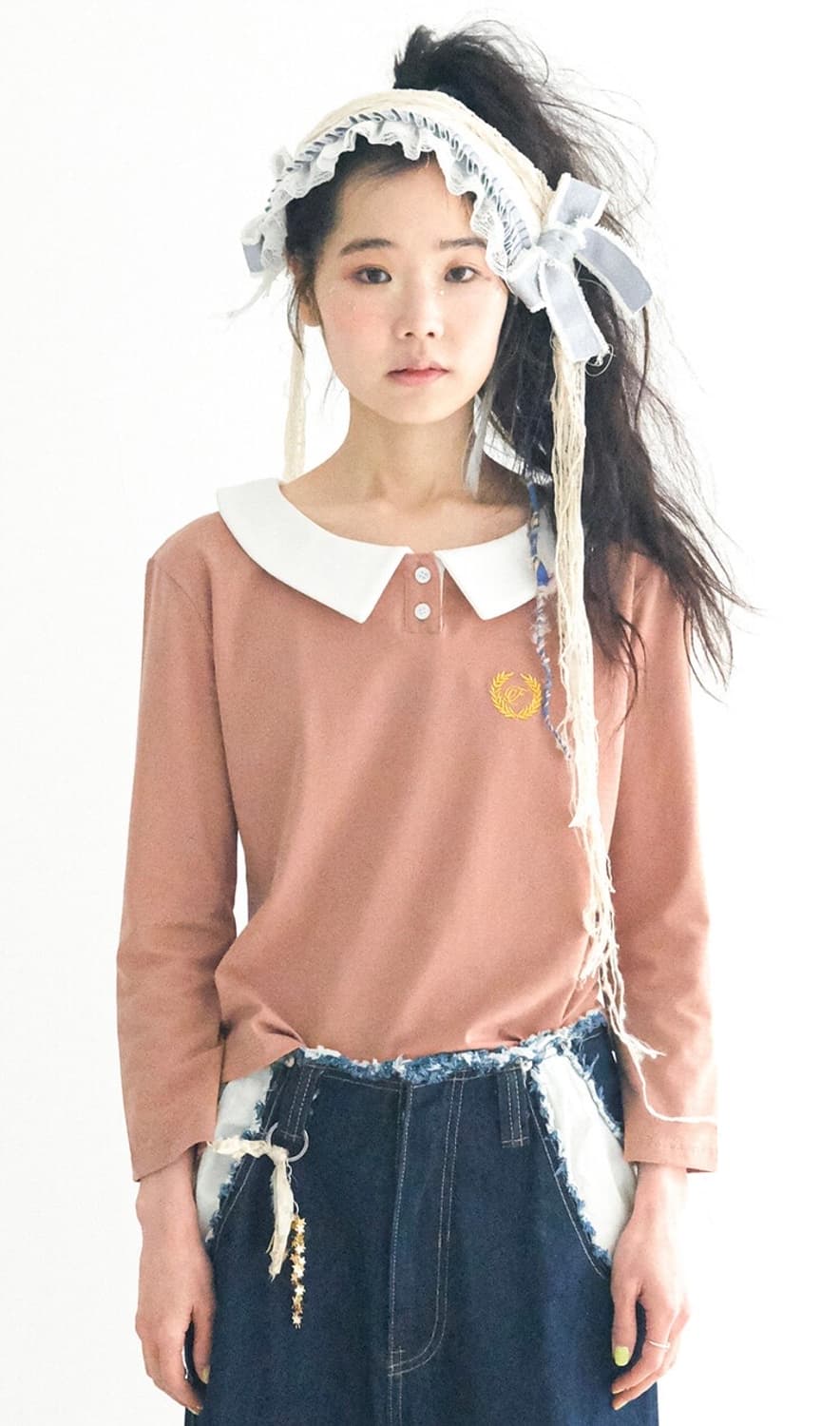 Shopfaerie 샵페어리 피터팬 칼라 스트라이프 탑 베이지 상품이미지1