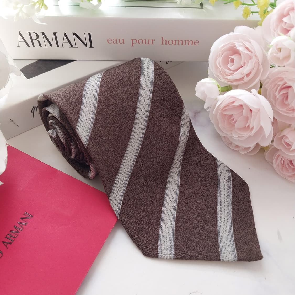 아르마니 꼴레지오니 실크 스트라이프 넥타이 9.6cm A+등급 K1895 상품이미지4