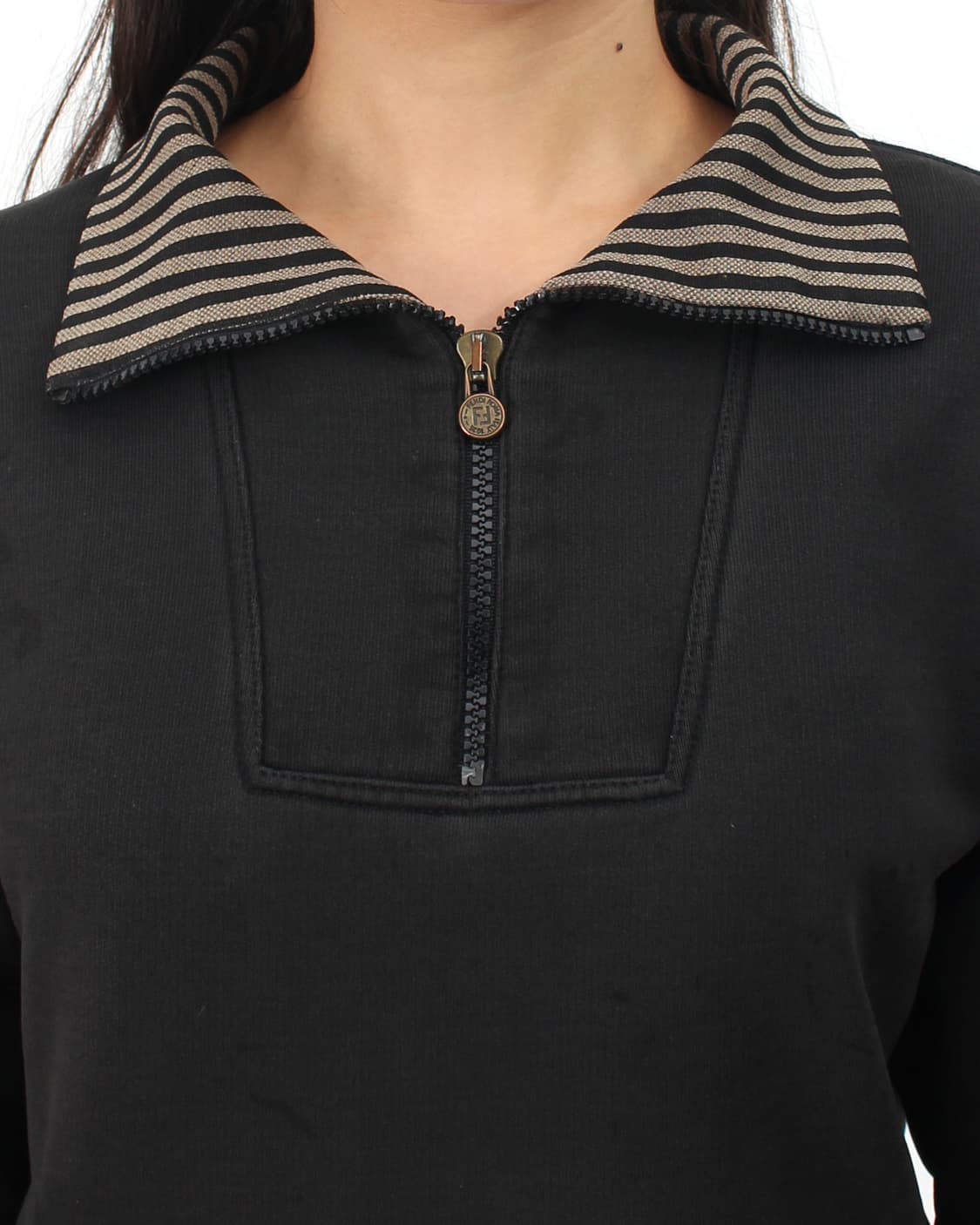 펜디 Fendi 빈티지 블랙 스트라이프 카라 반집업 맨투맨 스웻셔츠 상품이미지10