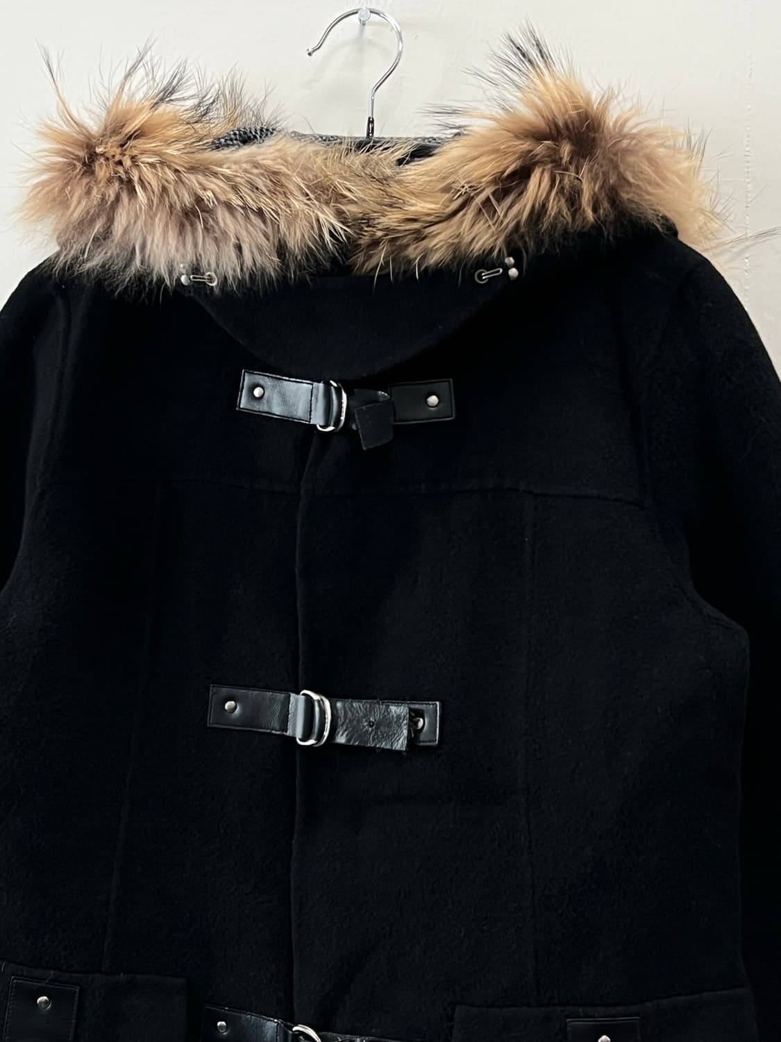 (90) 게스 00s 버클 퍼 울코트 블랙 상품이미지3