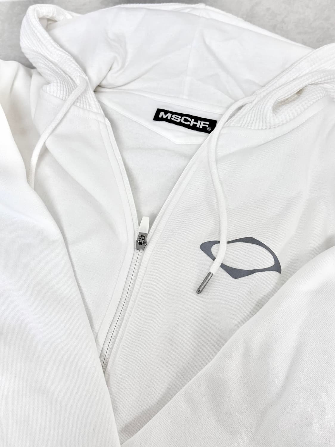 미스치프 패널드 와플 후드집업 화이트 상품이미지2
