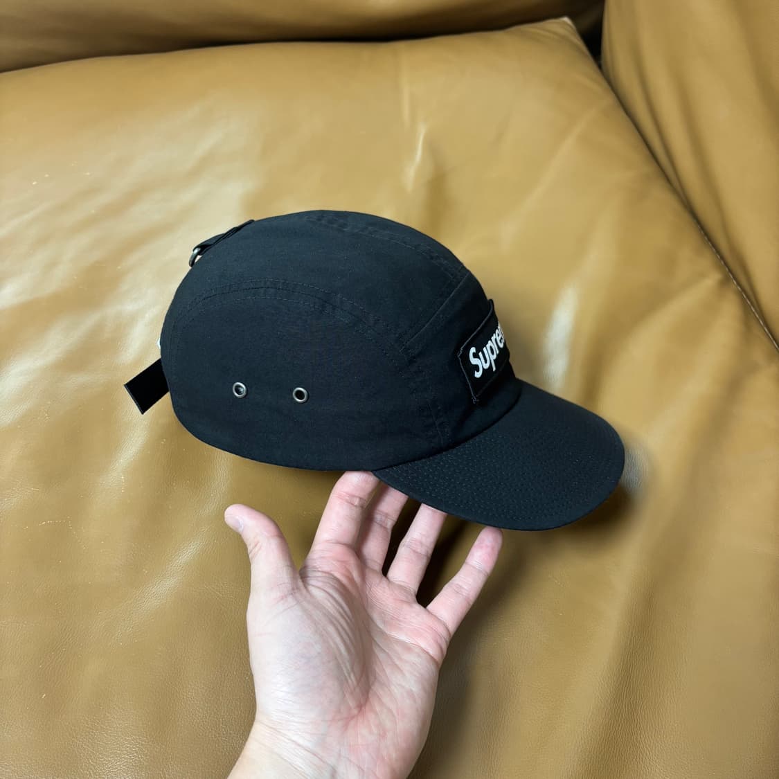 슈프림 캠프캡 모자 박스로고 왁스드 코튼 블랙 상품이미지3